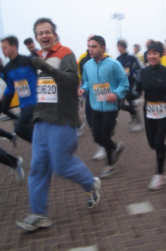 Na de start (300 m) zie ik mijn begeleidster ! ! !